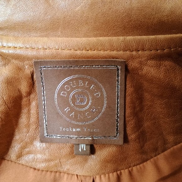 EUC: Double D Ranch Sze Medium Tan Leather Studded Fringe Western Jacket - Picture 3 of 5